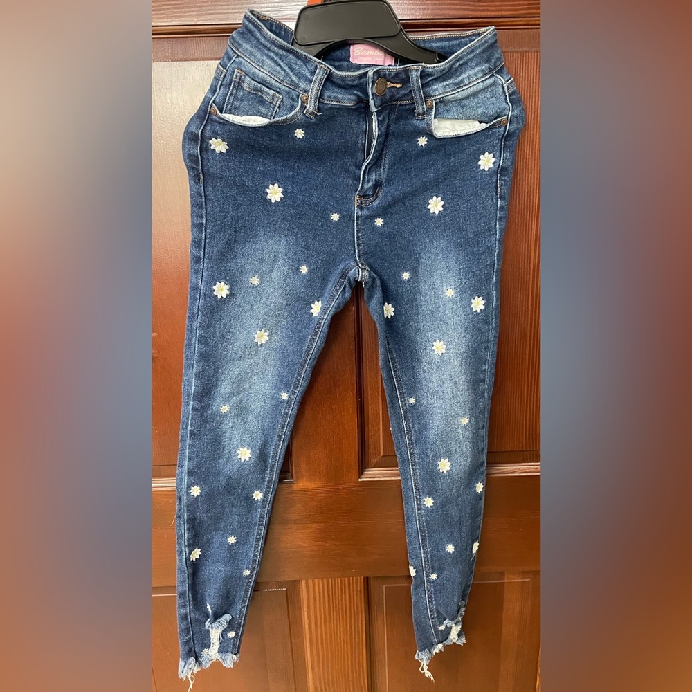 BAMBOO Blue Floral Women's Skinny Jeans Size 7